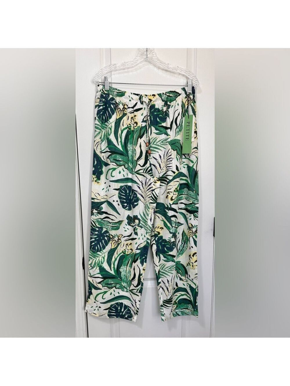 Leaf Print Wide Leg Pants
